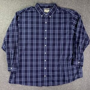 Oak Hill Button Down Shirt Men 4XLT Blue Plaid Long Sleeve Cool & Dry DXL